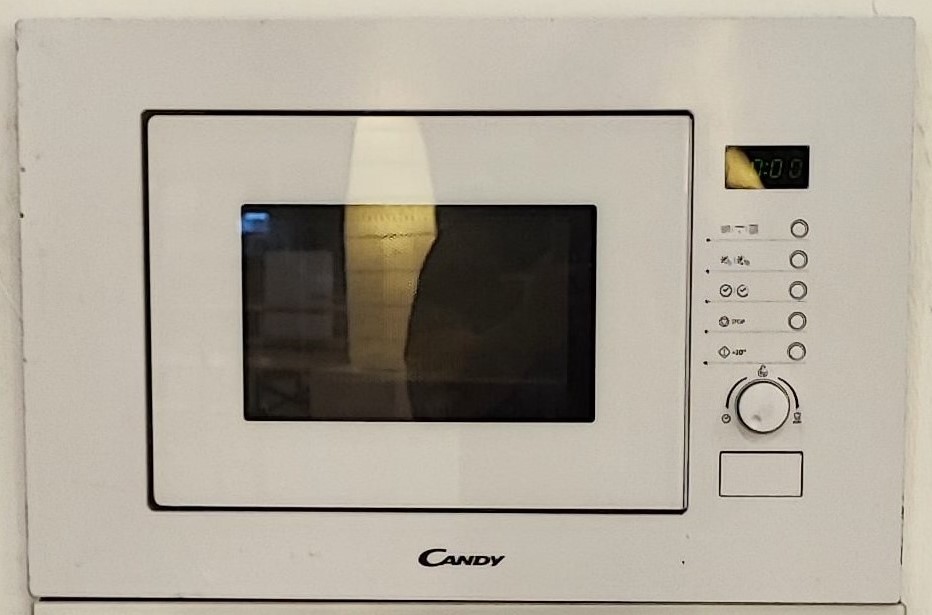 White built-in microwave